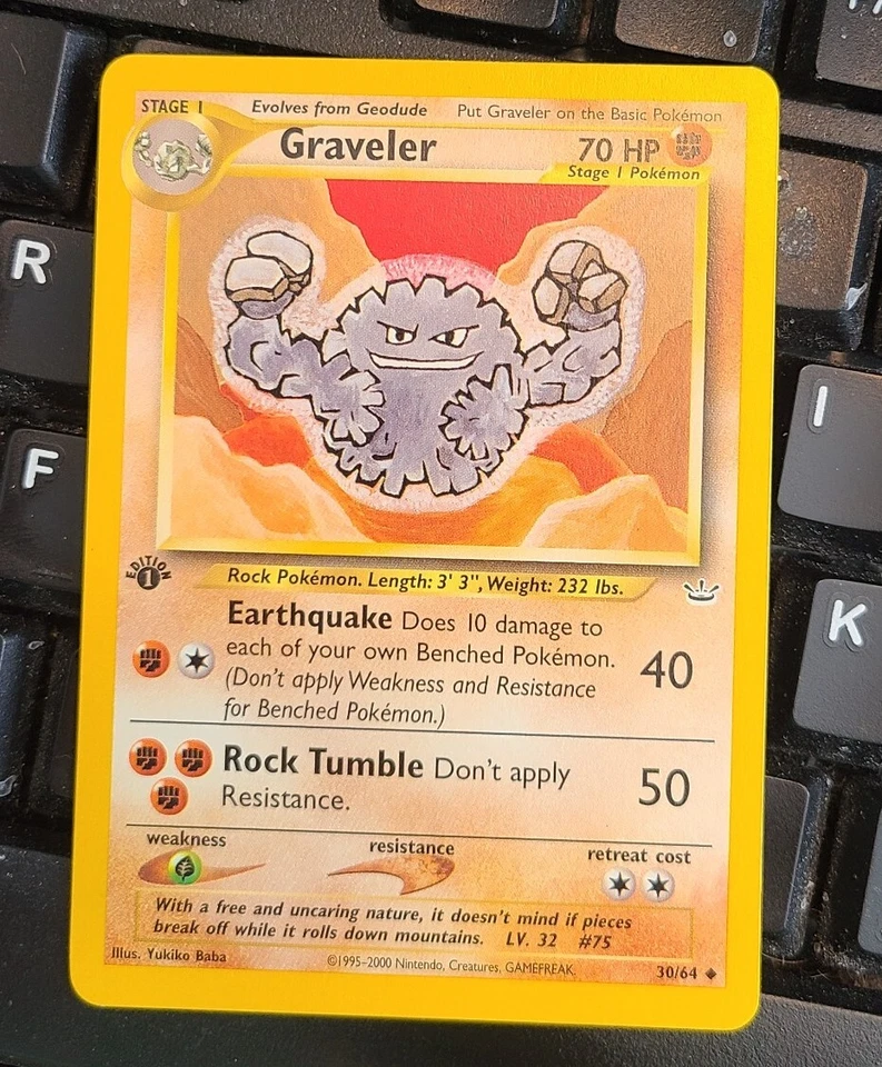 (1st edition) Pokemon GRAVELER Card NEO REVELATION Set 30/64 First Ed UNCOMMON - Image 1 of 1