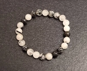 Bracelet Natural Tourmalinated Quartz, Black Rutilated Quartz - Bild 1 von 3