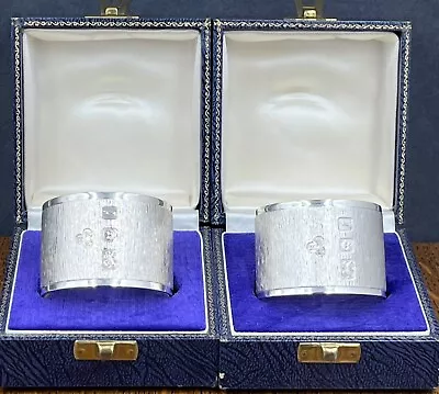 An Exceptional Pair Of Heavy Sterling Silver Napkin Rings London 1964 • 320.14$