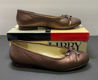 Sam & Libby Ballet Style Flat With Bow Copper Leather Slip On Shoe Size 8M - Image 1 of 4