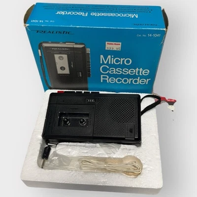 Realistic 2-Speed Micro-12 14-1041 Micro Cassette Recorder IN BOX - WORKS - Image 1 of 4