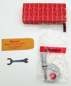 VTG. Starrett No. 230 Micrometer Caliper 0-1" / 0.001" W Box & Wrench USA MADE - Picture 1 of 18