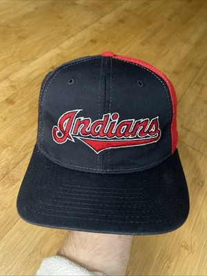 VTG 90s Starter Logo Classic Cleveland Indians ColorBlock Sports Snapback Hat VG - Image 1 of 4