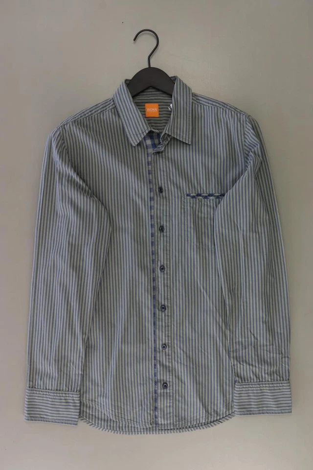 ⭐ BOSS by Hugo Boss camicetta per uomo taglia 50, M rigato verde di cotone ⭐ - Immagine 1 di 4