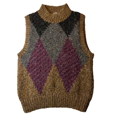 Vintage Women's Chunky Knit Sweater Vest Sm/Med Argyle 70s 80s Made in Korea - Image 1 of 4