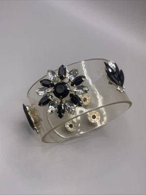 Brazalete grueso de plástico transparente con tapa de diamantes de imitación Foto 1 de 4