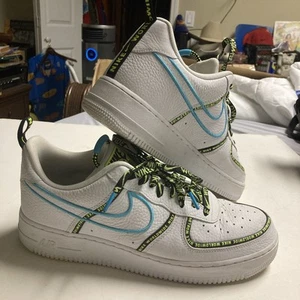 Size 12 - Nike Air Force 1 '07 Premium Worldwide - Blue Fury CK7213-100 EUC - Picture 1 of 8