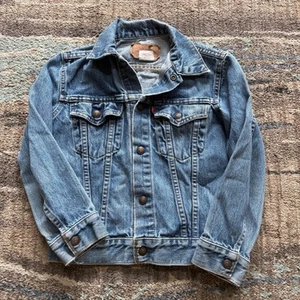 Youth Kids Vintage 80's Levi's Midwash Denim Blue Jean Trucker Jacket Sz Small - Picture 1 of 9