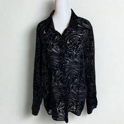 Croft & Barrow Whimsigoth Fairy Grunge Terciopelo Burnout Top Mujer L Transparente Indie Foto 1 de 4