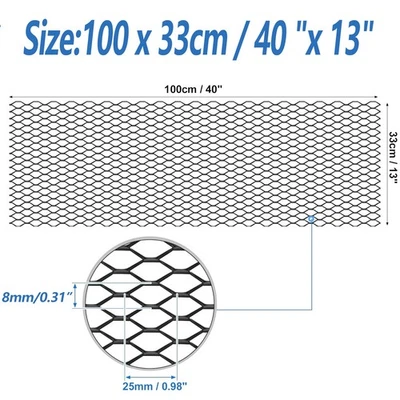 40''x13''Universal Black Car Grille Mesh Net Sheet Aluminum Grill Hexagonal 1pcs - Image 1 of 4