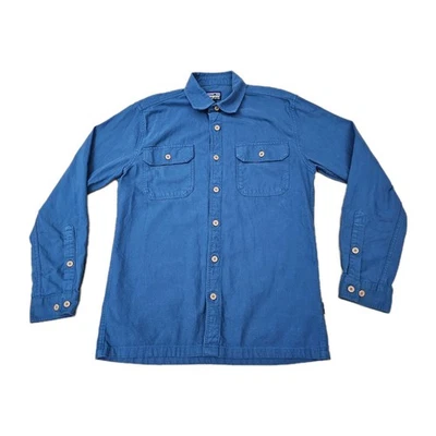 Camisa Patagonia Para Hombres Pequeña Fiordo Peso Medio L/S Abotonada BOLSILLOS CON SOLAPA Azul Foto 1 de 4