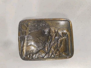 Gürtelschnalle, Messing Berglöwe Puma, Indiana Metal Craft, 1977 - Bild 1 von 3