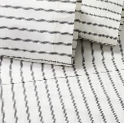 Juego de sábanas Hearth & Hand 4 piezas Queen algodón percal rayas gris ferrocarril Foto 1 de 2