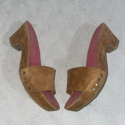 Donald Pliner Confort Toboganes Mujer Talla 8.5 M Marrón Gamuza Cuero Playa Crucero Foto 1 de 4