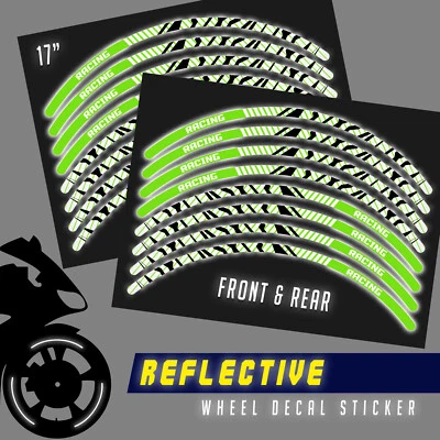 PEGATINA DE LLANTA REFLECTANTE VERDE 17 PULGADAS SH07 para Suzuki SV1000 S 03 04 05 06 07 Foto 1 de 4