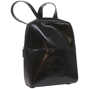 GUCCI Backpack Leather Black Auth ep3519