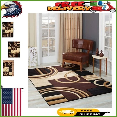 Water-Repellent 5x7 Geometric Area Rug - Soft Modern Flooring Solution for Homes - Image 1 of 4