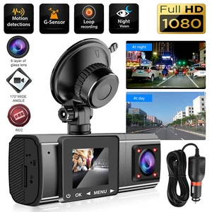 1080P Car DVR Dash Cam Recorder Night Vision G-Sensor Front&Inside Camera 170° - Picture 1 of 8