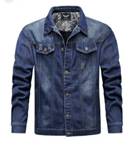 Brand New Mens Alliance Fashion Distressed Denim Jean Jacket - sz M - Picture 1 of 2