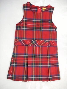 Girls R/K Red Plaid Uniform Jumper Dress Reg. & plus Sizes 3 - 16 1/2 - Picture 1 of 6