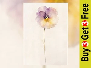 Pale Purple Pansy 5"x7" Print on Matte Paper | Delicate Flower Watercolor - Picture 1 of 18