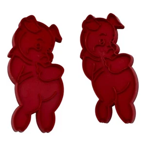 2 Cortador de galletas Tupperware de colección cerdo cerdo plástico arcilla artesanía molde rojo - Imagen 1 de 6