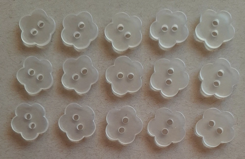 10 x 14mm Opaque Flowers Plastic Buttons - LD63e Great for flower centres! - Image 1 of 1