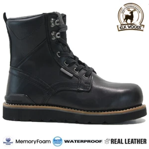 BOTAS DE MOTOCICLISTA AL TOBILLO DE TRABAJO PUNTERA DE ACERO IMPERMEABLES DE CUERO PARA HOMBRES TALLA DE ZAPATOS - Imagen 1 de 25