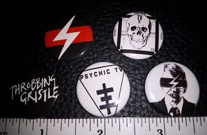 Throbbing Gristle Psychic TV Button Pins Badges Lot Genesis P Orridge Industrial - Picture 1 of 1