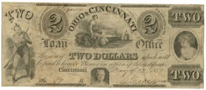 Oficina de préstamos de Ohio y Cincinnati 1840 OH $2 No.59 (L1713) - Imagen 1 de 2