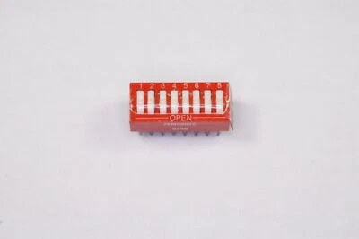 76MSB08S Grayhill DIP Switch 8 Rocker Actuator SPST 150mA 30VDC TH M83504/01-028 - Image 1 of 4