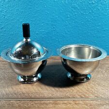 2 Chase USA Small Chrome Dishes Cup Lid Sugar Salt Cellar 4”