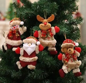 8 PCS Christmas Ornament Santa Claus Plush Snowman Xmas Tree Hanging Party Decor - Picture 1 of 7