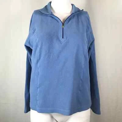 L.L. Bean Shirt Womens Sz S Blue 1/4 Zip Long Sleeve Pullover Fleece Zip Pocket  - Image 1 of 4