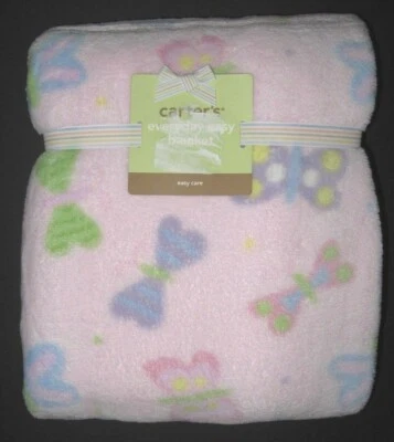 NEW Carters Butterflies Pink Baby Girl Blanket Soft Plush Fleece NWT - Image 1 of 4
