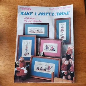 Vintage 1990 Make A Joyful Noise Leaflet 976 Cross Stitch 12 Designs Bunny Girl - Picture 1 of 3