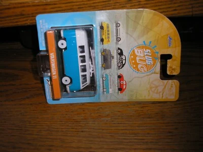 Jada Slug BUG 1/64 Volkswagen T1 Van 13 Window VW Bus Teal / White w/ Surfboard - Image 1 of 2