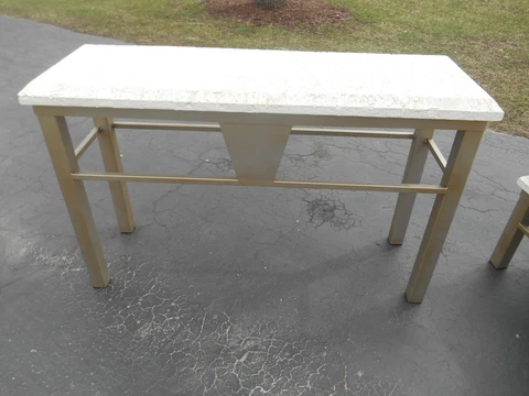Mid-Century Palm Beach Regency Coral Top Console Table by Koralith Collection Cover