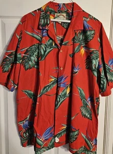 Vintage Paradise Found Men’s Hawaiian Shirt 3XL Red Floral Aloha - Picture 1 of 4