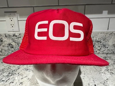 Gorra de camionero de malla trasera con correa roja vintage Canon EOS talla única fotografía Foto 1 de 4