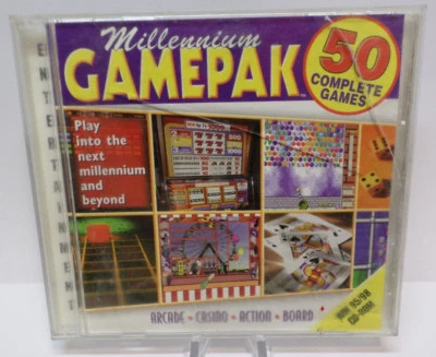 MILLENNIUM GAMEPAK 50 COMPLETE GAMES ARCADE CASINO ACTION BOARD WINDOWS PC CD - Image 1 of 2