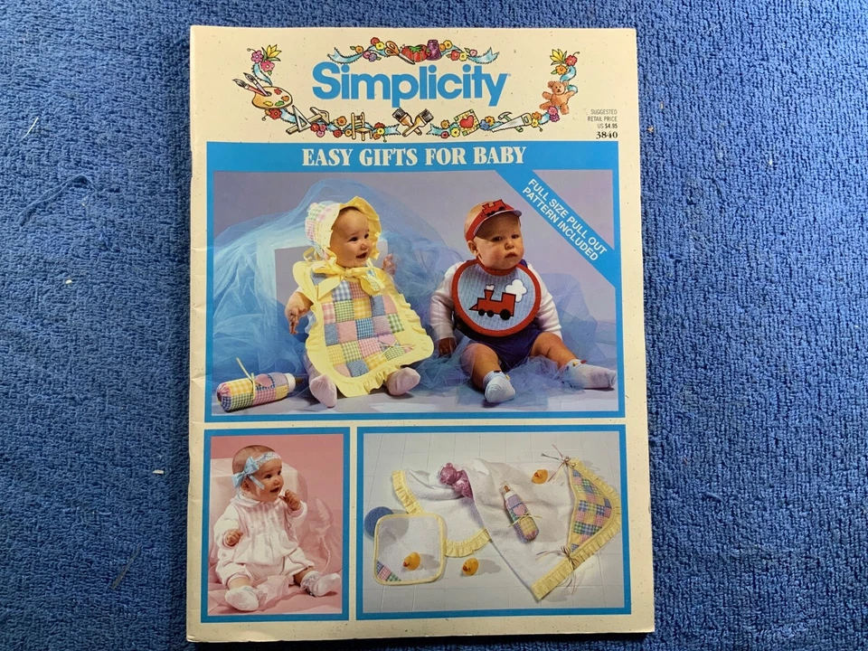 Vintage Simplicity Booklet #3840 Easy Gifts for baby Full size Patterns Included - Image 1 of 1