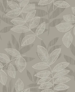 A-Street Prints by Brewster 2793-87322 Chimera Platinum Flocked Leaf Wallpaper - Picture 1 of 5
