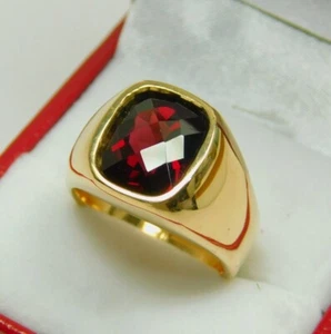 10k Yellow Gold Natural Garnet Gemstone Ring For Men's Gift #2224 - Picture 1 of 8