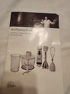 Licuadora de inmersión Wolfgang Puck \Chopper uso y cuidado y algunas recetas manual SOLO - Imagen 1 de 4