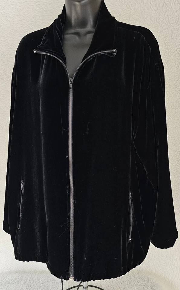 Chico's Design Womens Jacket Coat Size 2 L Large 12 Long Sleeve Velor Feel Silk - Image 1 of 4