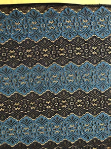 Dark Brown Blue Lace Nylon/Cotton Fabric 54-55”Wide 2 Pieces X 3 Yards Each N - Picture 1 of 12