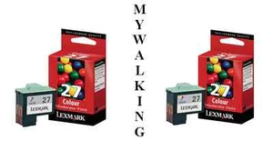2 GENUINE ORIGINAL LEXMARK 27 COLOUR INK CARTRIDGES 2 YEAR GUARANTEE FASTPOSTAGE - Picture 1 of 1