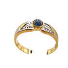 Ring Mit Blauen Stein Und Moissaniten 8k/333er Bi-color Gr.56