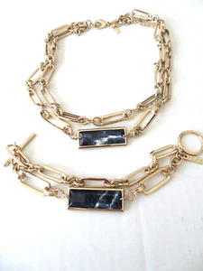 WHITE HOUSE/BLACK MARKET STONE PENDANT NECKLACE/BRACELET SET - Picture 1 of 2
